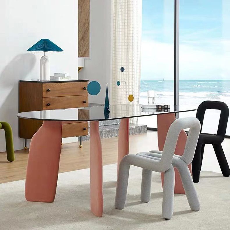 Designer Style Velvet Curved Side Chair Matte Finish Open Back Dining Chair Clearhalo ' kitchen&dining_furn' 'Dining Chairs' 'Dining Tables & Seating' 'dining_chair' 'furn' 'furn_dining_chair' 'Furniture' 'furniture_dining_chair' 'Kitchen & Dining Furniture' 'kitchen' 1200x1200_f75a9fa7-8ee9-4bce-a493-120298b61300