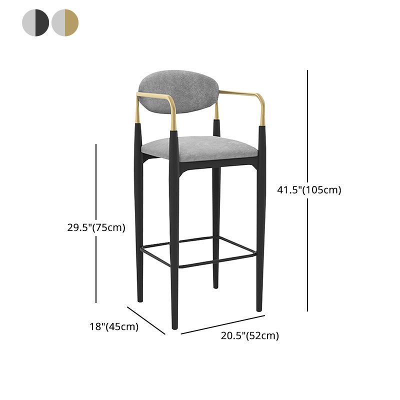 Scandinavian Upholstered Metal Counter Stools Low Back Bar Stools with 4 Legs Clearhalo 'Bar Furniture' 'Bar Stools' 'bar_stools' 'furn' 'furn_bar_stools' 'Furniture' 'furniture_bar_stools' 'Kitchen & Dining Furniture' 1200x1200_f75b37c8-b0b7-4488-948c-72fe19cf8dd2