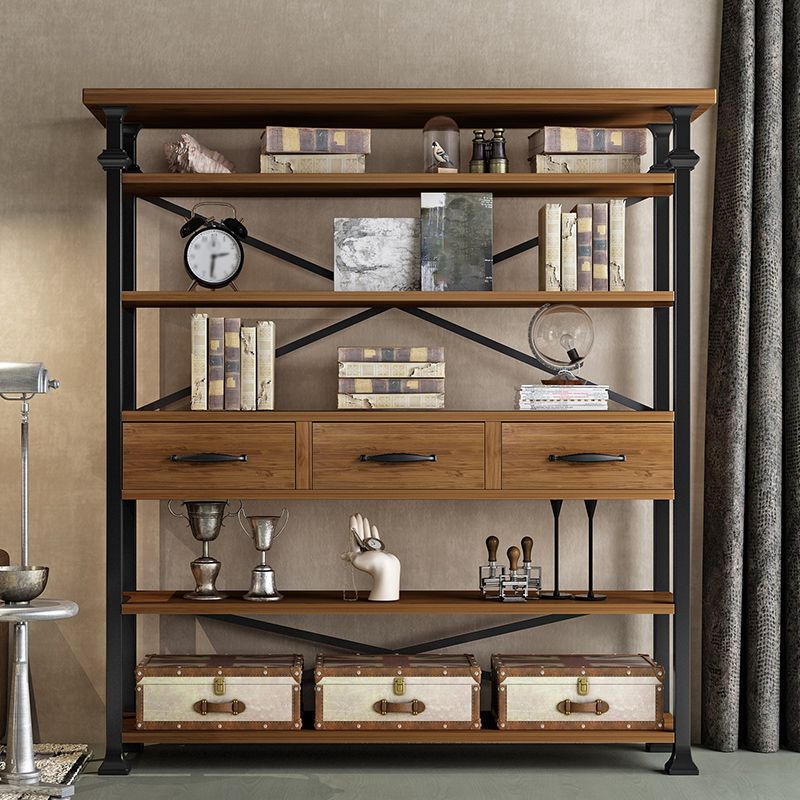 Industrial Style Bookshelf Open Shelf Bookcase with Drawer Storage Clearhalo 'Bookcases' 'furn' 'furn_bookcases' 'Furniture' 'furniture_bookcases' 'kitchen' 'kitchen_bookcases' 'Living Room Furniture' 'Office Furniture' 1200x1200_f75c7d58-c023-408f-880e-563ef4122ec7