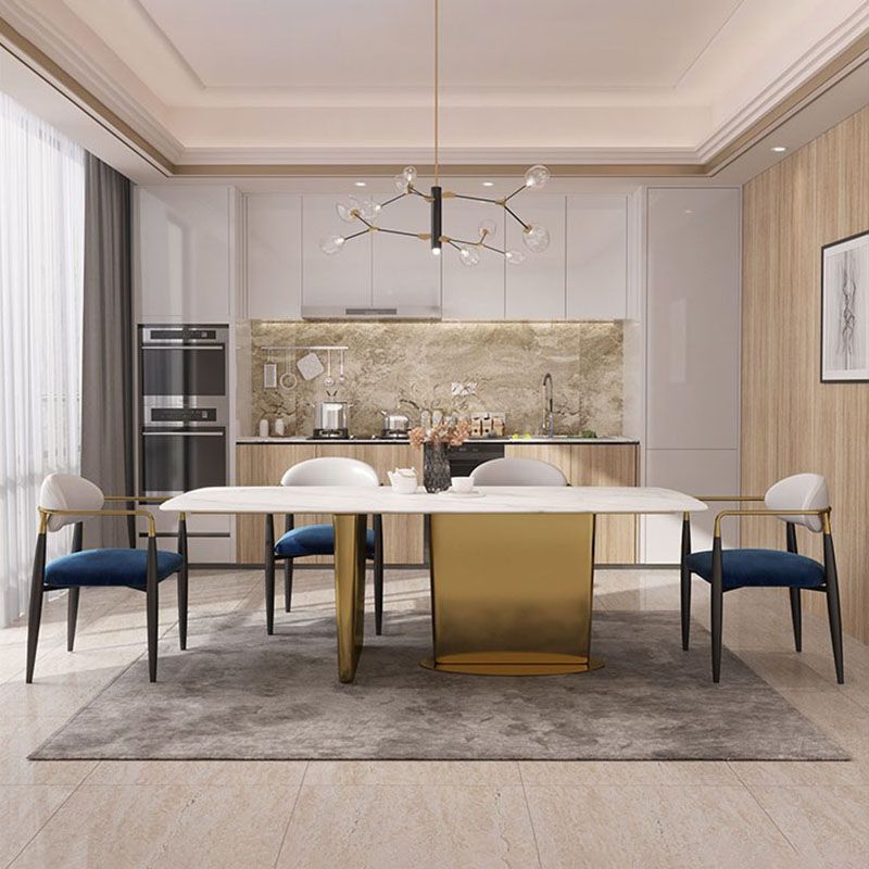 Eigentijdse eetkamerstoelen arm open achterstoelen met metalen benen