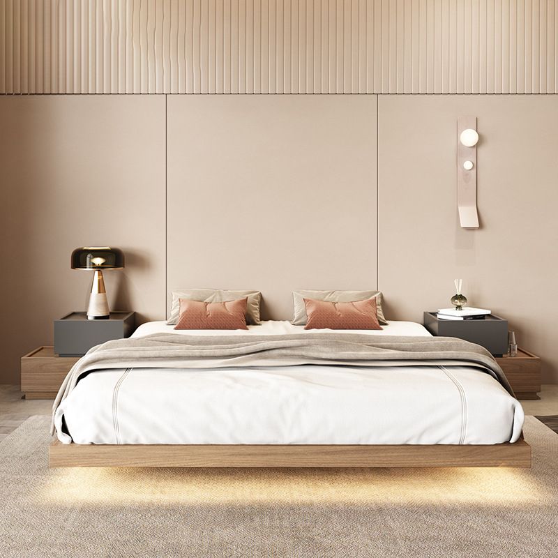 Pine Wood Platform Bed Frame in Natural,78.74 Inch Long with  Legs