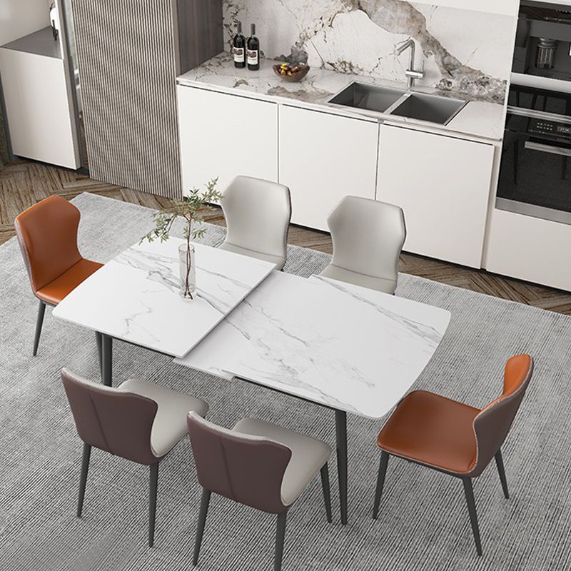 Modern 1/4/5/7 Pieces Scalable Dinette Set with Sintered Stone Top White Dining Table Set Clearhalo 'Dining Room Sets' 'Dining Tables & Seating' 'dining_room_set' 'furn' 'furn_dining_room_set' 'Furniture' 'furniture_dining_room_set' 'Kitchen & Dining Furniture' 1200x1200_f762b3b4-c7f3-48fd-9421-c6c1f803d45d