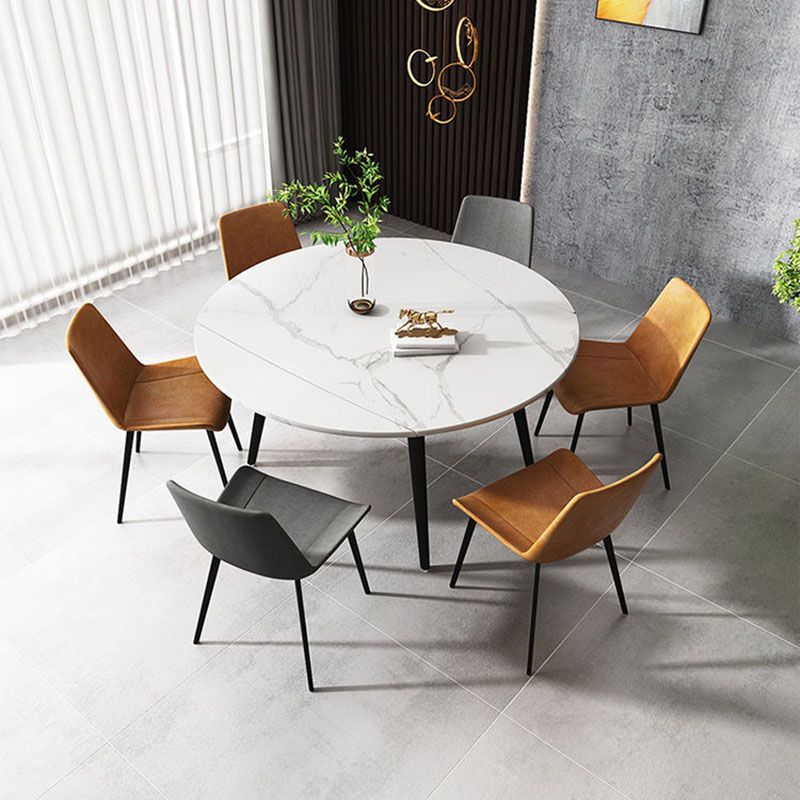 Modern Stone Round Table Standard Height Dining Table with 4 Legs Clearhalo 'Dining Tables & Seating' 'Dining Tables' 'dining_table' 'furn' 'furn_dining_table' 'Furniture' 'Kitchen & Dining Furniture' 1200x1200_f762c7a0-4ed8-43cb-9cb8-22da1737b5c8