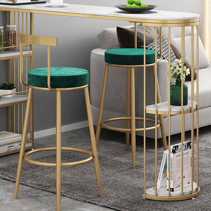 Glam Style Bar Table Stone Top Metal Base Pub Table with Shelf for Living Room Clearhalo 'Bar Furniture' 'Bar Tables' 'bar_tables' 'furn' 'furn_bar_tables' 'Furniture' 'furniture_bar_tables' 'Kitchen & Dining Furniture' 1200x1200_f762ef46-8f2e-472a-af49-051a8eb6cac6