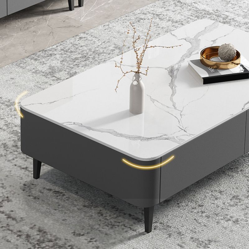 4 gambe tavolo da cocktail di caffè con cassetti di stoccaggio top rettangolo