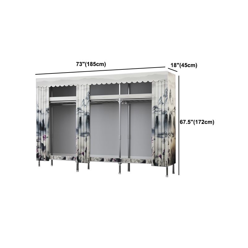 Armadio per la camera da letto del guardaroba in metallo moderno con scaffali