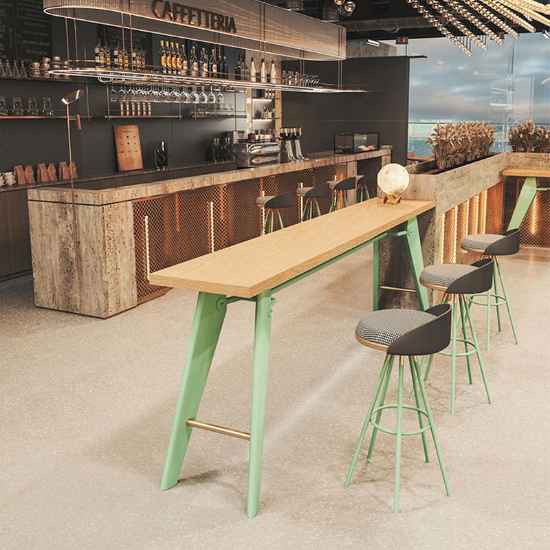Table de bar rectangulaire de style Glam, table de salle à manger fixe en bois massif avec 4 pieds