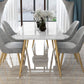 Glam Sintered Stone Kitchen Dining Table White Rectangle Shape Dining Table with 4 Legs Base Clearhalo ' dining_table' 'Dining Tables & Seating' 'Dining Tables' 'furn' 'furn_dining_table' 'Furniture' 'furniture_dining_table' 'Kitchen & Dining Furniture' 'kitchen&dining_furn' 'kitchen' 'kitchen_dining_table' 1200x1200_f7670eec-156f-48d9-83a8-41eee80bf9eb