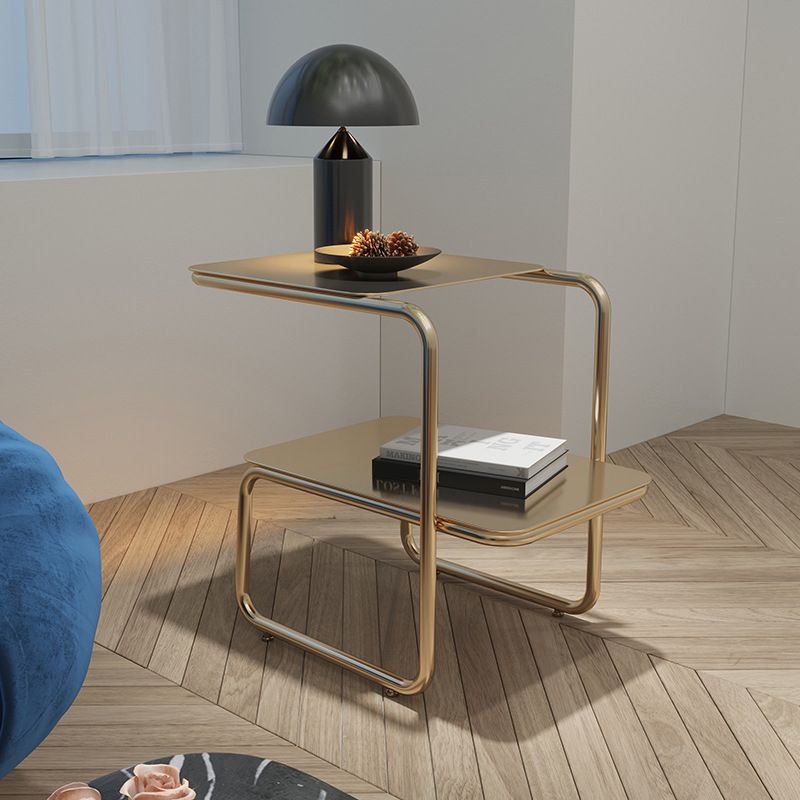 Metallbett Nachttisch 18,5 "hoher Industrial Night Tisch mit 2 Regalen