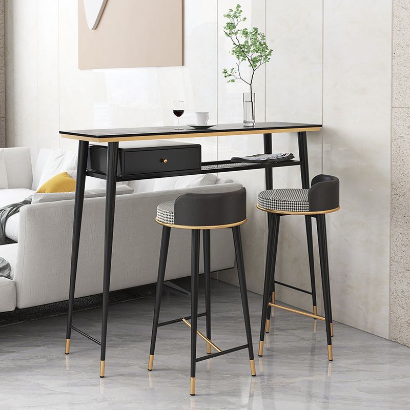 Industrial Marble Pub Table with Rectangle Table Top Legs Table - 41.3" H Clearhalo 'Bar Furniture' 'Bar Tables' 'bar_tables' 'furn' 'furn_bar_tables' 'Furniture' 'furniture_bar_tables' 'Kitchen & Dining Furniture' 1200x1200_f767d5f3-02be-41cc-8b8a-3f4077d4f9eb