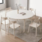Round Extendable Dining Table Modern White Stone Tabletop with Double Drop Leaf Clearhalo 'Dining Tables & Seating' 'Dining Tables' 'dining_table' 'furn' 'furn_dining_table' 'Furniture' 'Kitchen & Dining Furniture' 1200x1200_f7681743-cced-4ba3-a143-ea5248121de7