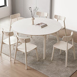 Round Extendable Dining Table Modern White Stone Tabletop with Double Drop Leaf Clearhalo 'Dining Tables & Seating' 'Dining Tables' 'dining_table' 'furn' 'furn_dining_table' 'Furniture' 'Kitchen & Dining Furniture' 1200x1200_f7681743-cced-4ba3-a143-ea5248121de7