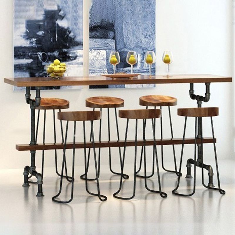 Contemporary Wood Seats Counter Stools Black Base Indoor Bar Stool for Kitchen Clearhalo 'Bar Furniture' 'Bar Stools' 'bar_stools' 'furn' 'furn_bar_stools' 'furniture_bar_stools' 'Kitchen & Dining Furniture' 'kitchen&dining_furn' 'kitchen' 'kitchen_furn' Furniture' 1200x1200_f76894db-46a2-4423-8a5b-d1d868dc32aa