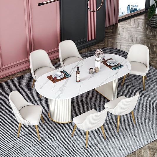 Tavolo da pranzo di lusso tradizionale ovale sinterizzato in pietra per casa