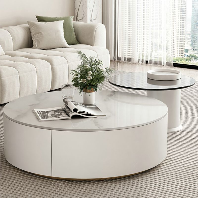 Slate Top Coffee Table Set Frame Cocktail Table with 2 Storage Drawers Clearhalo 'Coffee & Accent Tables' 'Coffee Tables' 'coffee_tables' 'furn' 'furn_coffee_tables' 'Furniture' 'Living Room Furniture' 1200x1200_f76a78cb-a8fa-4548-9fa5-632ec9658530