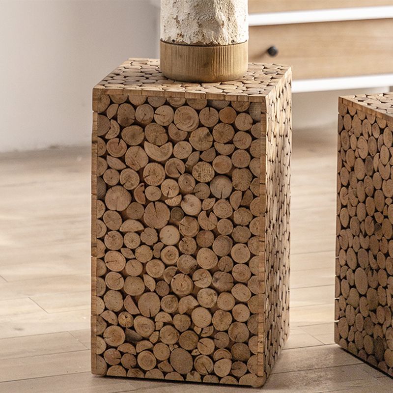 Solid Wood Living Room Side Table Light Brown Square End Table