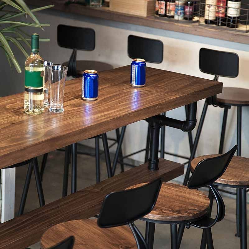Rectangular Bar-height Table Wood Top Bistro Pub Table with Black Legs