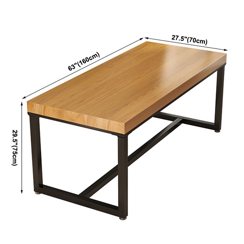 Industrial Solid Wood Dining Table Rectangle Table in Brown with Metal Trestle Base Clearhalo ' dining_table' 'Dining Tables & Seating' 'Dining Tables' 'furn' 'furn_dining_table' 'Furniture' 'furniture_dining_table' 'Kitchen & Dining Furniture' 'kitchen&dining_furn' 'kitchen' 'kitchen_dining_table' 1200x1200_f76dfd12-10b5-4bf1-95c9-6b9c38d6be85