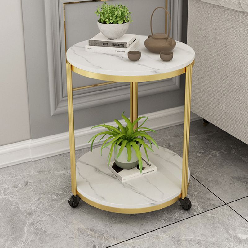 21.65 "スレートラウンドサイドエンドテーブル鉄3脚サイドテーブル付き棚