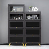 Modern 11.81" W Wooden Side Cabinet with Glass Doors in Black Clearhalo 'Cabinets & Chests' 'cabinets_chests' 'furn' 'furn_cabinets_chests' 'Furniture' 'Living Room Furniture' 1200x1200_f76f6952-cf7b-4f09-a21c-be996ae22769