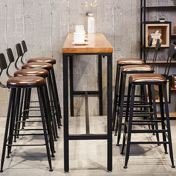 Pine Wood Top Rectangular Bar Table Industrial Pub Table with Metal Trestle Base Clearhalo 'Bar Furniture' 'Bar Tables' 'bar_tables' 'furn' 'furn_bar_tables' 'Furniture' 'Kitchen & Dining Furniture' 1200x1200_f76f9bb5-d19e-4dc7-8730-33e81c08c0e7