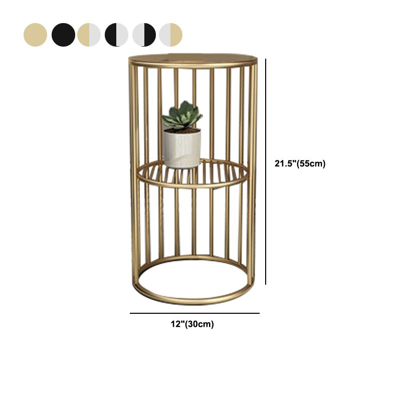 21.65 "Alto Metal Glam Nightstand de almacenamiento Abierto de almacenamiento Bedside Bedside con estantes