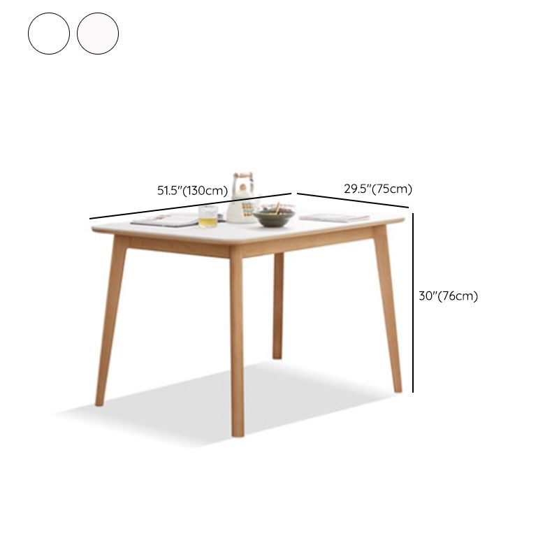 Mesa de comedor rectangular de piedra moderna con patas de madera para comedor