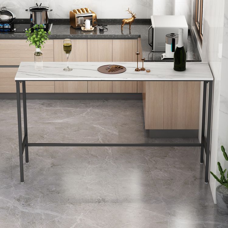 Set tavolo e sgabello da bar moderno Tavolo e sgabelli da bar rettangolari con piano in pietra da 1/3/5 pezzi