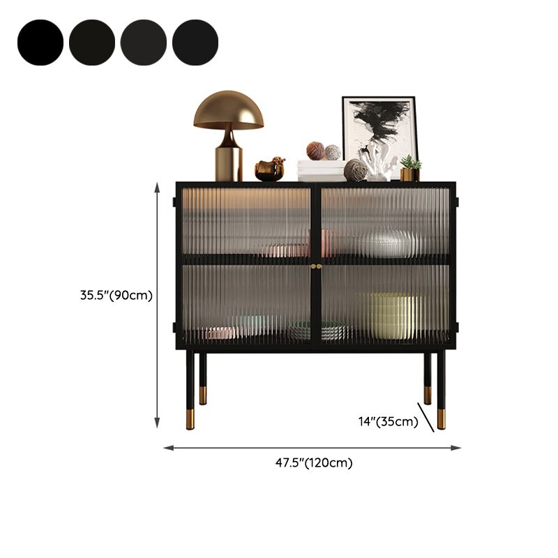 Portes en verre Armoire à plate-forme noire Style glam 35.4 "H table de buffet