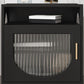 Modern Metal Nightstand Shelf Storage Glass Top Legs Included Bed Cabinet with Door