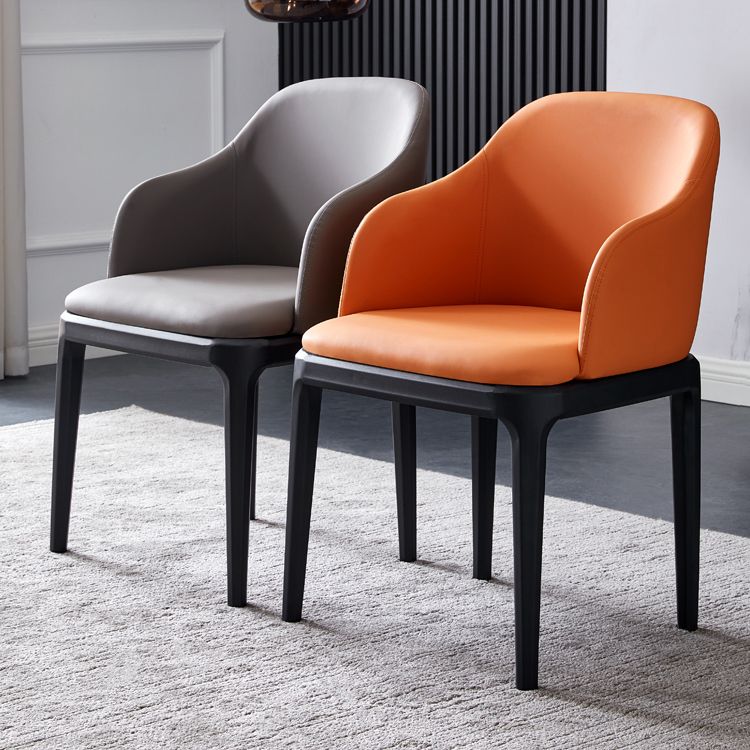 Faux Leather Contemporary Dining Room Chair Metallic Finish Solid Back Dining Chair Clearhalo ' kitchen&dining_furn' 'Dining Chairs' 'Dining Tables & Seating' 'dining_chair' 'Furniture' 'furniture_dining_chair' 'Kitchen & Dining Furniture' 'kitchen' 1200x1200_f7739b43-564a-43d3-87d4-5f5a5cdad88c