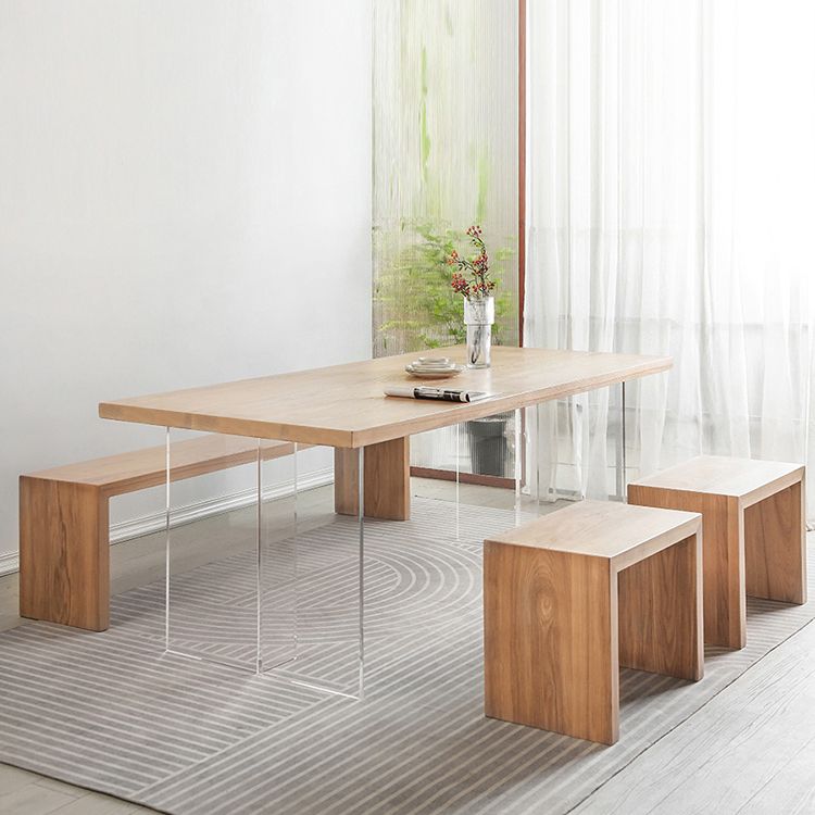 Modern 1/2/4 Pieces Rectangle Dinette Set Ash Wood Dining Table Set with Acrylic Foot Clearhalo 'Dining Room Sets' 'Dining Tables & Seating' 'dining_room_set' 'furn' 'furn_dining_room_set' 'Furniture' 'furniture_dining_room_set' 'Kitchen & Dining Furniture' 1200x1200_f773bb73-fd56-43d8-8bf2-07f0b72682a2