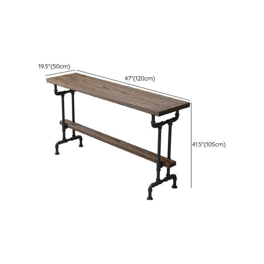 ソリッドウッドビストロバーテーブル長方形の黒いベースバーテーブルダイニングルーム用