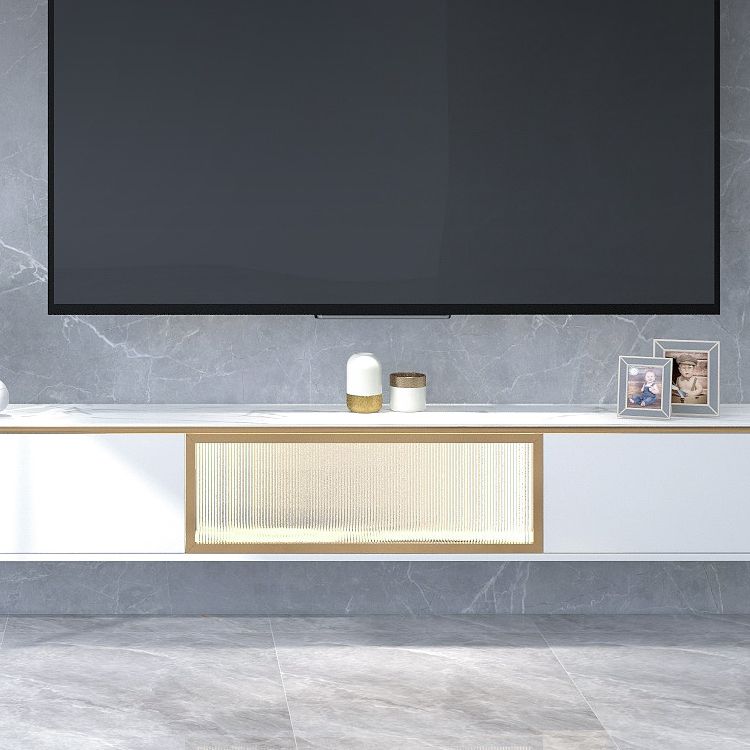Gabinete de TV de almacenamiento blanco de estilo de piedra estilo glam estilo con 2 cajones