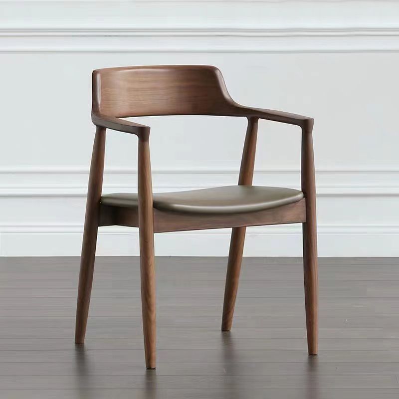 Contemporary Ash Open Back Arm Chair Walnut Upholstered Dining Chair (Set of 2) Clearhalo ' kitchen&dining_furn' 'Dining Chairs' 'Dining Tables & Seating' 'dining_chair' 'furn' 'furn_dining_chair' 'Furniture' 'furniture_dining_chair' 'Kitchen & Dining Furniture' 'kitchen' 1200x1200_f776a300-8490-44d6-9762-b00c9604a175