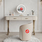 Metal with Padded Stool Vanity Table Luxurious Makeup Desk in Beige