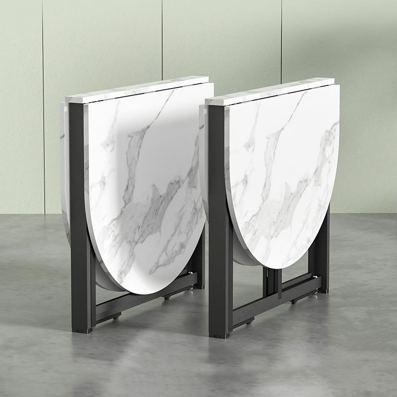 Modern Style Dining Table White Oval Drop-Leaf Dining Table for Home Use Clearhalo ' dining_table' 'Dining Tables & Seating' 'Dining Tables' 'Furniture' 'furniture_dining_table' 'Kitchen & Dining Furniture' 'kitchen&dining_furn' 'kitchen' 'kitchen_dining_table' 1200x1200_f77704f9-a503-43a0-b93d-9da53fc2203a