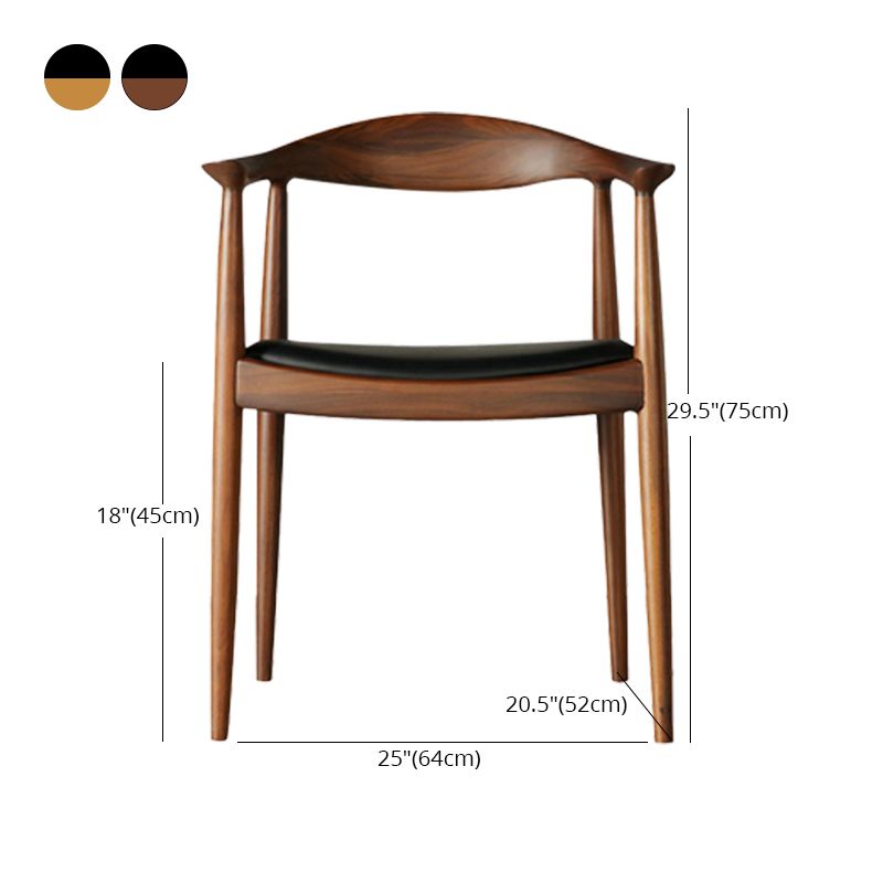 Eigentijdse rubberwood open stoel stoel natuurlijk lederen eetkamerstoel