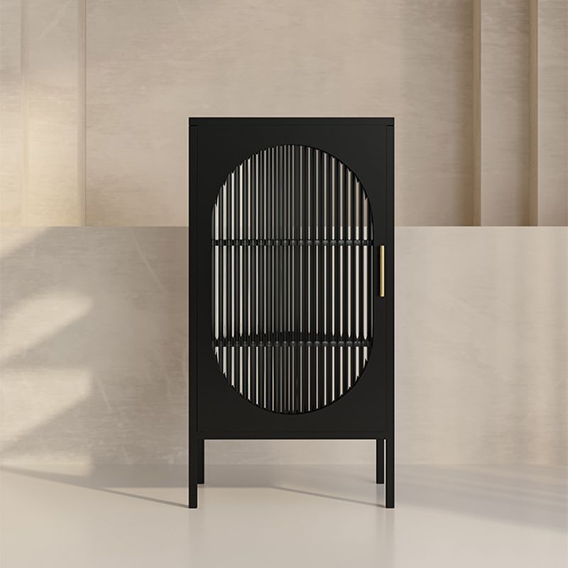 Glam -dressoir met glazen deur keukenserver met metalen frame