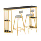 Barhocker-Tisch mit Steinplatte, Bar-Esstisch im glamourösen Stil mit Stauraum