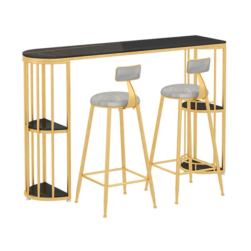Barhocker-Tisch mit Steinplatte, Bar-Esstisch im glamourösen Stil mit Stauraum
