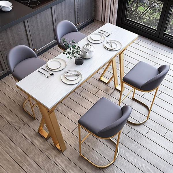 Distallo da bar per bistrot bianco e oro tavolo da bar in pietra contemporanea