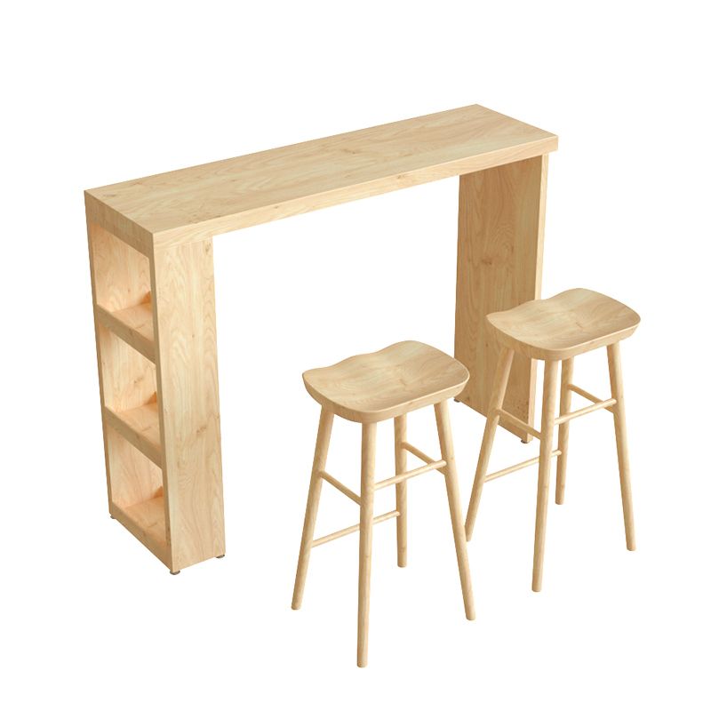 Modern Wood Patio Bar Table with Rectangle Table Top Double Pedestal Table- 41.3" H Clearhalo 'Bar Furniture' 'Bar Tables' 'bar_tables' 'furn' 'furn_bar_tables' 'Furniture' 'furniture_bar_tables' 'Kitchen & Dining Furniture' 1200x1200_f7790f7d-7575-4ea4-81df-4450349f389b