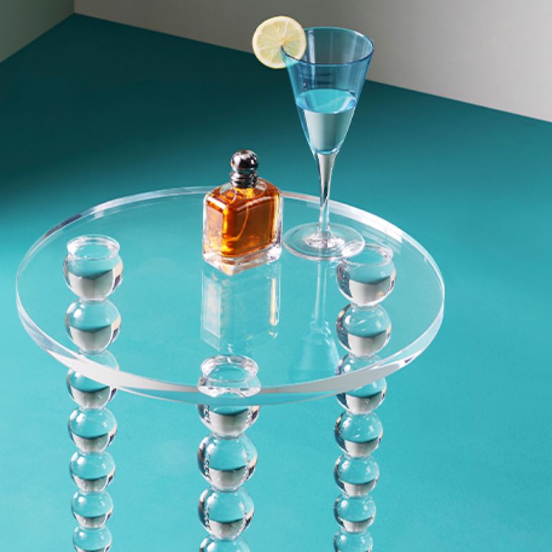 Glam 19.68" Tall 3 Legs End Table Round Acrylic Top Side Table