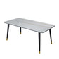 Rectangle Dining Table White and Black Stone Modern Dining Table