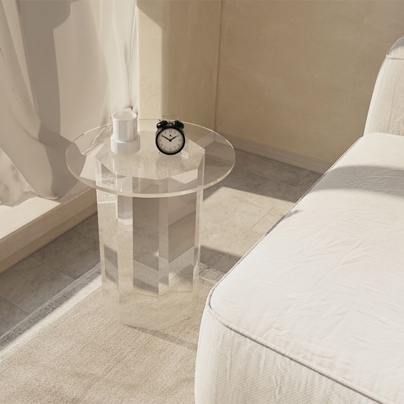 Contemporary Accent Side Table Pedestal Acrylic Round Living Room End Table Clearhalo 'Coffee & Accent Tables' 'End & Side Tables' 'end_side_tables' 'furn' 'furn_end_side_tables' 'Furniture' 'Living Room Furniture' 1200x1200_f77e3655-0229-448f-8eb8-8aea553a71cb