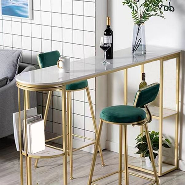 Glam Style Bistro Set 1/2/3 Pieces Stone Bar table with Upholstered Stools Clearhalo 'Bar Furniture' 'furn' 'furn_home_bar_bar_sets' 'Furniture' 'Home Bars & Bar Sets' 'home_bar_bar_sets' 'Kitchen & Dining Furniture' 1200x1200_f77e82f5-2ed5-4b9b-967a-6e618d04c7b9