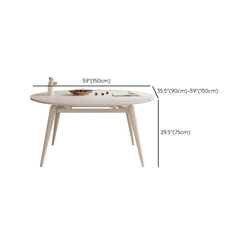 Modern Round Extendable Dining Table White Stone Tabletop with Double Drop Leaf Clearhalo 'Dining Tables & Seating' 'Dining Tables' 'dining_table' 'furn' 'furn_dining_table' 'Furniture' 'Kitchen & Dining Furniture' 1200x1200_f77e987f-57b5-41a7-a1d9-e5e585ed7efd