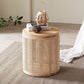 17.7" Tall Solid Wood Round Top Side Table Drum Base End Table with Storage