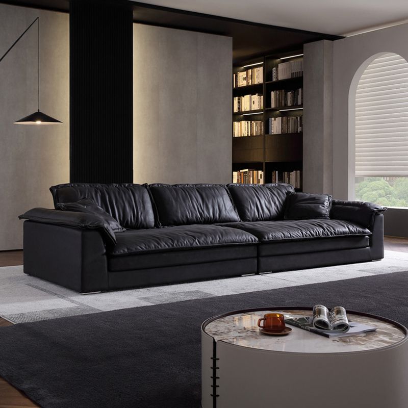 Living Room Contemporary Black Pillows Standard Stationary Sofa Chaise Clearhalo 'furn' 'furn_sofas' 'Furniture' 'furniture_sofas' 'kitchen' 'kitchen_sofas' 'Living Room Furniture' 'Sofa' 'sofas' 1200x1200_f77ef2b0-5ffe-4a99-a8cd-df3178f01a4e